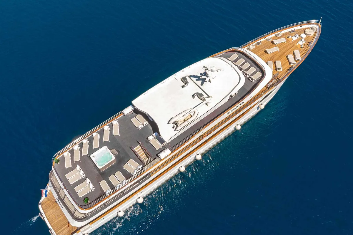 Exterior view of Suzana, a Gulet Luxury Motor Yacht motor yacht at Dubrovnik, Croatia