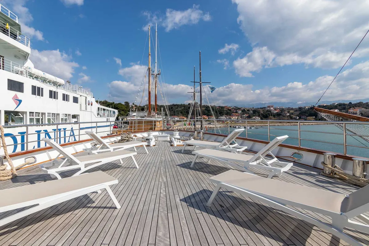Deck of Suzana, a Gulet Luxury Motor Yacht motor yacht at Dubrovnik, Croatia