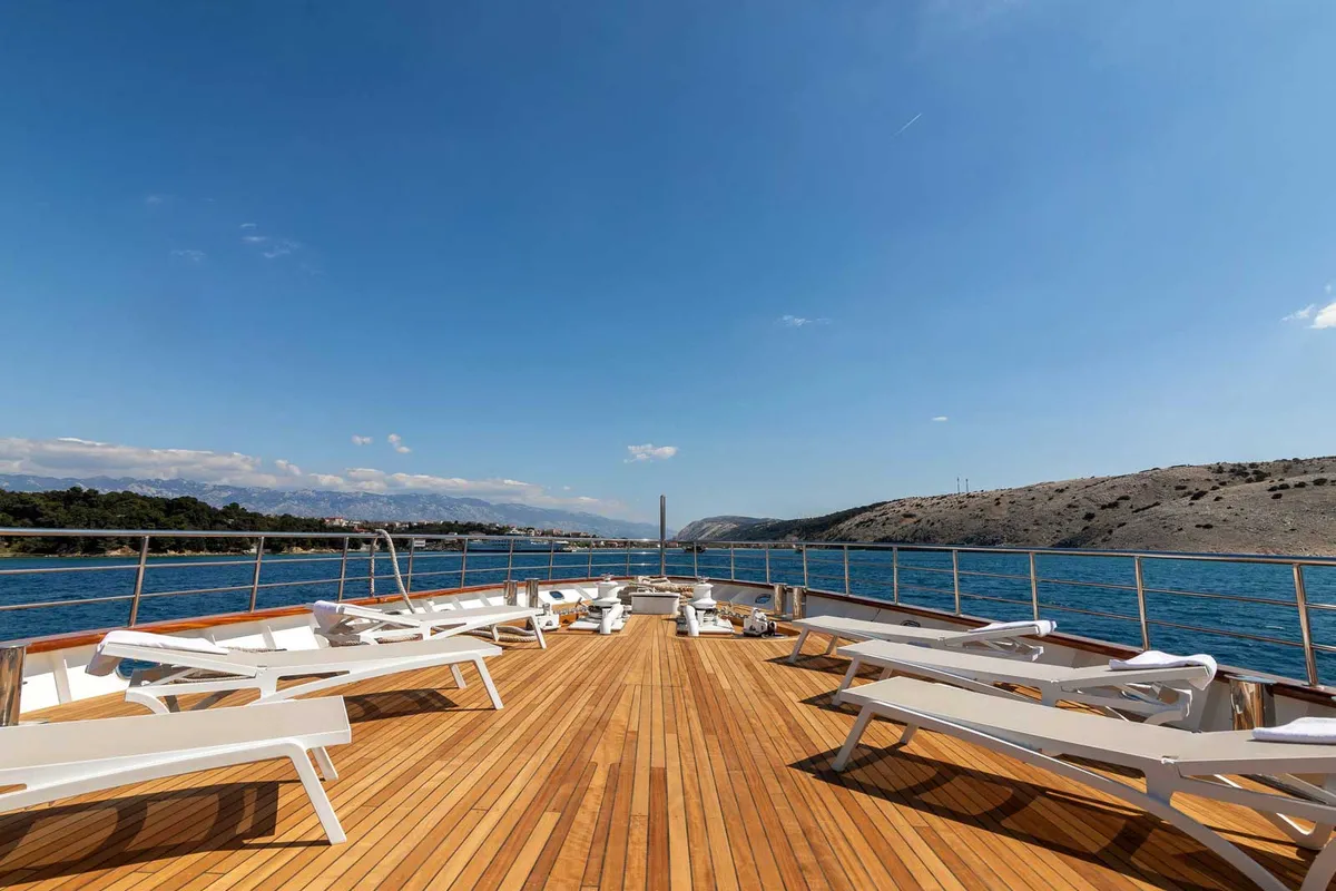 Deck of Suzana, a Gulet Luxury Motor Yacht motor yacht at Dubrovnik, Croatia