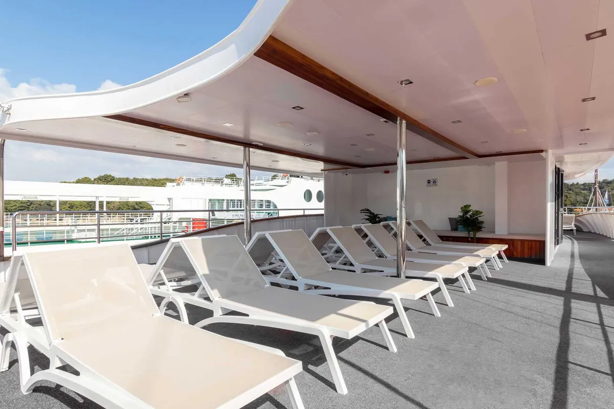 Deck of Suzana, a Gulet Luxury Motor Yacht motor yacht at Dubrovnik, Croatia