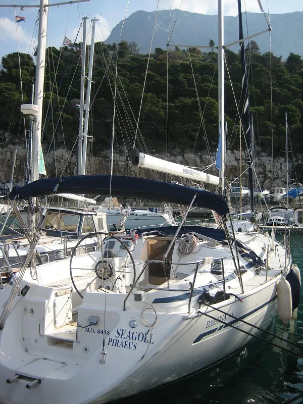 Cockpit of Seagull, a Bavaria 41 sailboat at Punat, Croatia