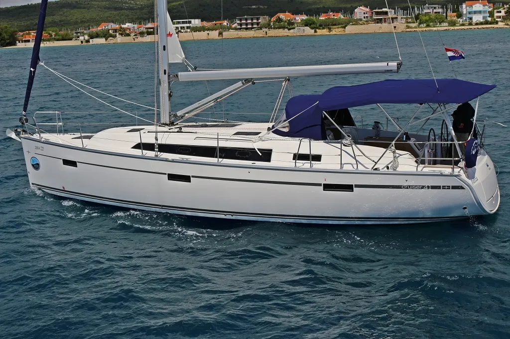 Exterior view of Patrizia, a Bavaria Cruiser 41 sailboat at Sukošan, Croatia