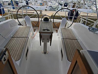Cockpit of Patrizia, a Bavaria Cruiser 41 sailboat at Sukošan, Croatia