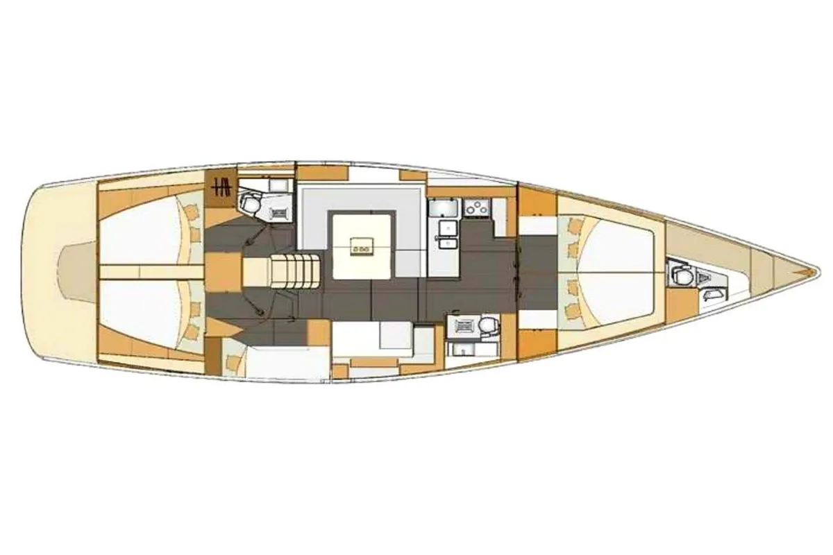 Floor plan of ELYSIUM I, a Elan Impression 50 sailboat at Sukošan, Croatia