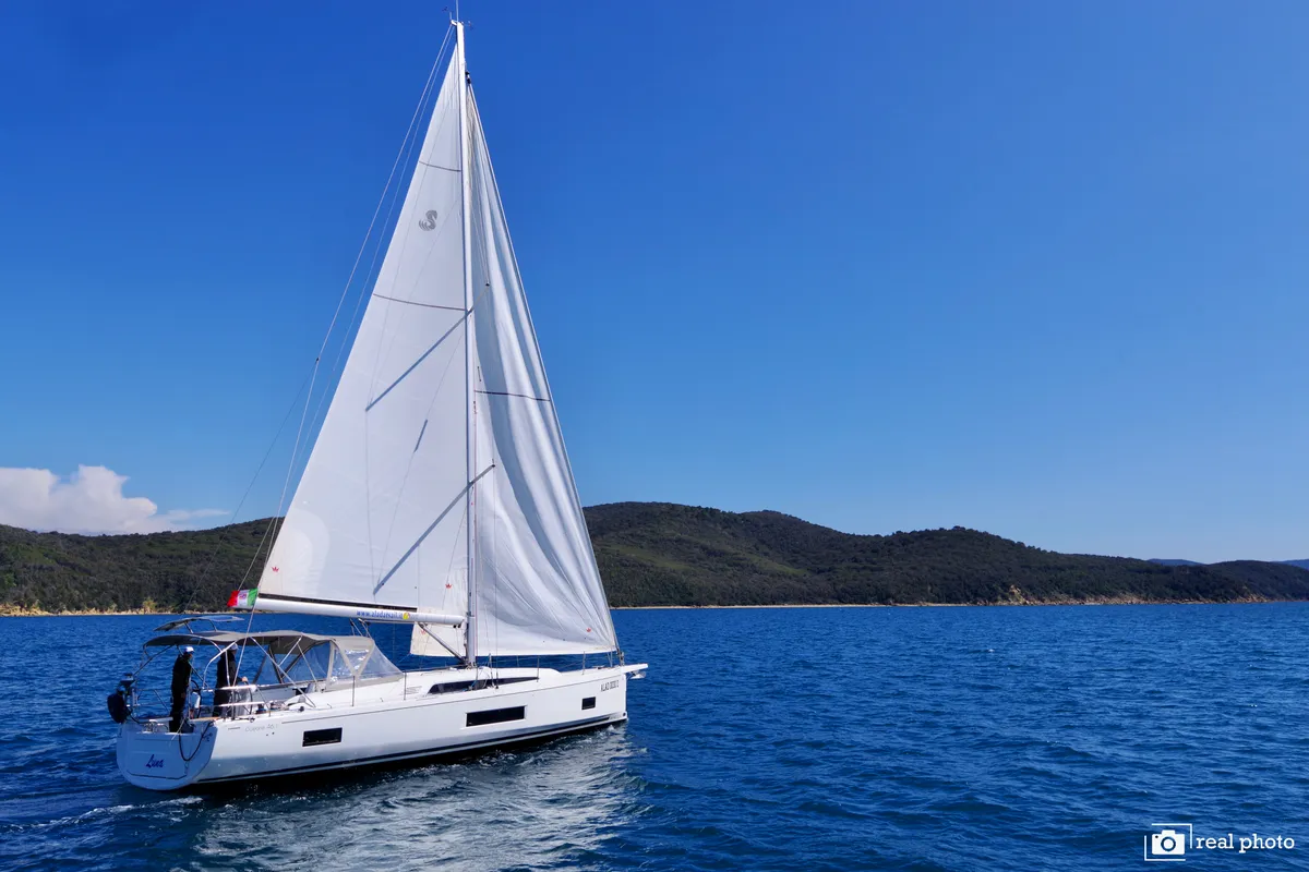 Exterior view of Luna - Water maker, Solar Panel, a Beneteau Oceanis 46.1 sailboat at Puntone di Scarlino, Italy