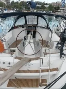 Cockpit of Catrina, a Jeanneau Sun Odyssey 36i sailboat at Municipal Unit of Elefsina, Greece
