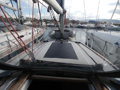 Deck of Catrina, a Jeanneau Sun Odyssey 36i sailboat at Municipal Unit of Elefsina, Greece
