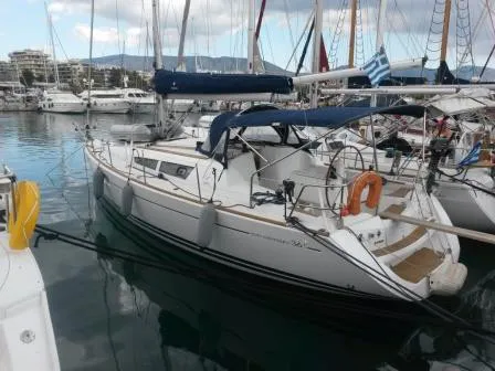 Exterior view of Catrina, a Jeanneau Sun Odyssey 36i sailboat at Municipal Unit of Elefsina, Greece