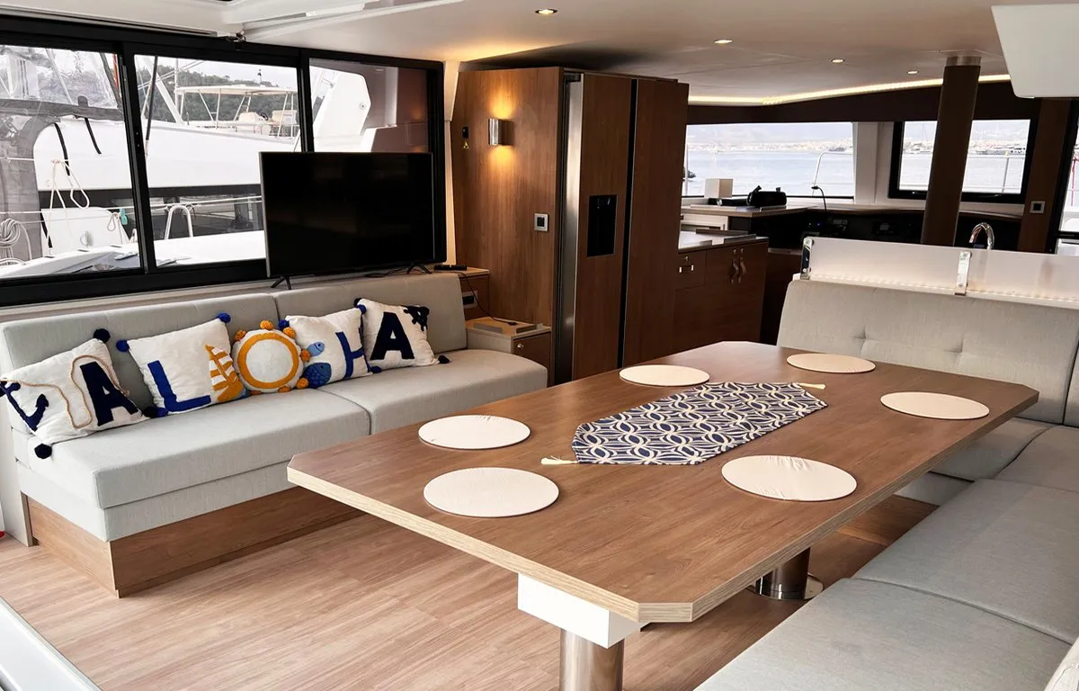 Salon of Honour, a Bali 4.8 OW catamaran at Fethiye, Turkey