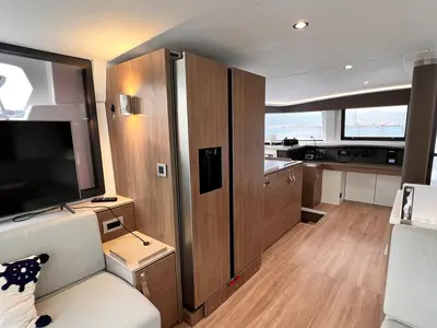 Galley of Honour, a Bali 4.8 OW catamaran at Fethiye, Turkey