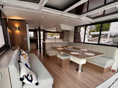 Salon of Honour, a Bali 4.8 OW catamaran at Fethiye, Turkey