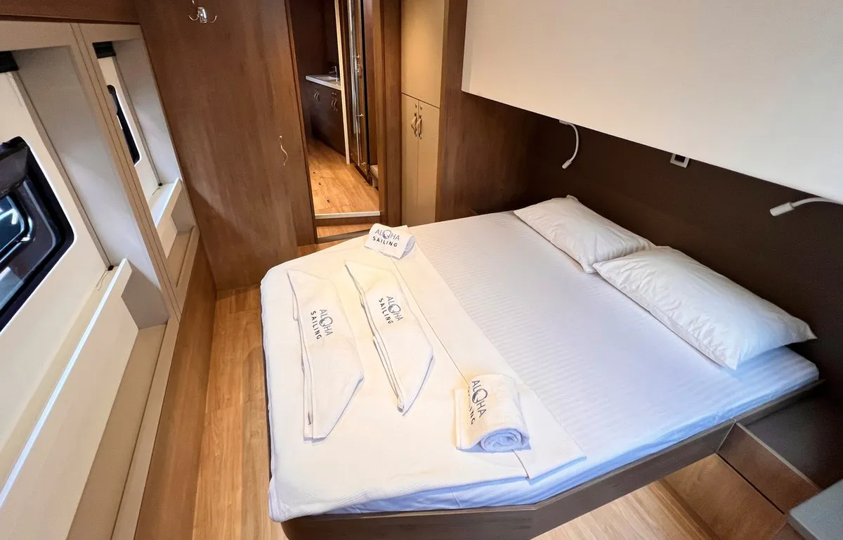 Honour, a Bali 4.8 OW catamaran at Fethiye, Turkey
