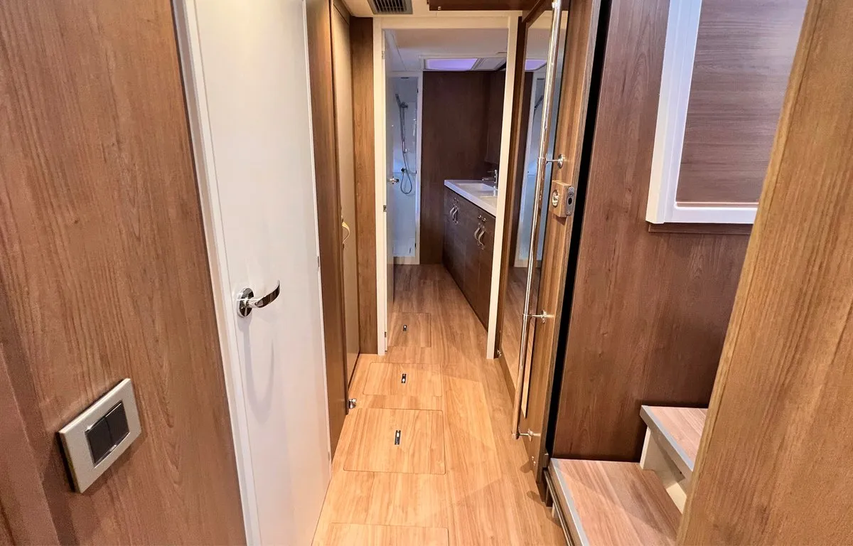 Cabin on Honour, a Bali 4.8 OW catamaran at Fethiye, Turkey