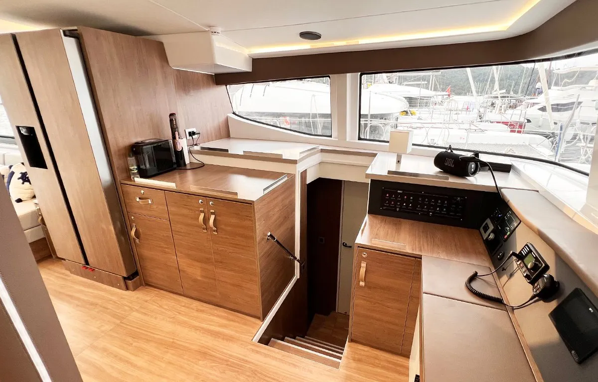 Galley of Honour, a Bali 4.8 OW catamaran at Fethiye, Turkey
