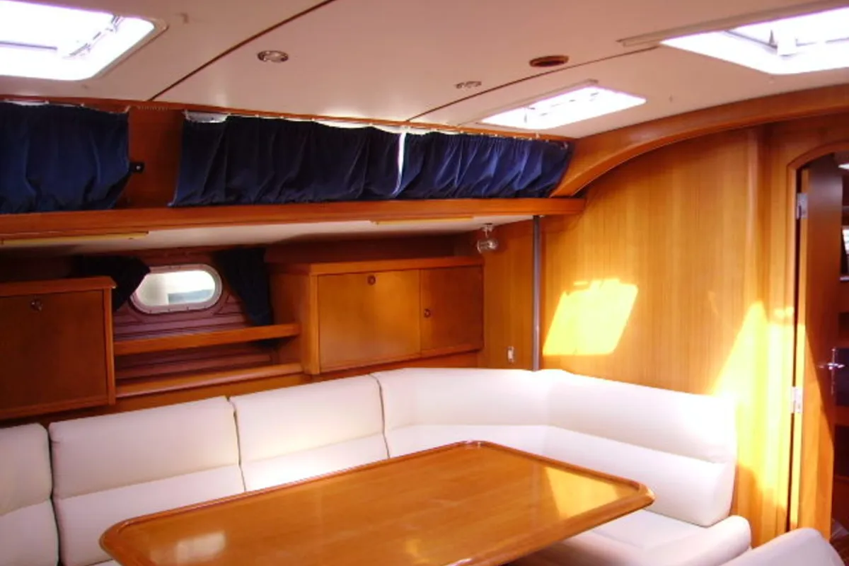Salon of Hesiodos, a Jeanneau Sun Odyssey 52.2 sailboat at Athens, Greece