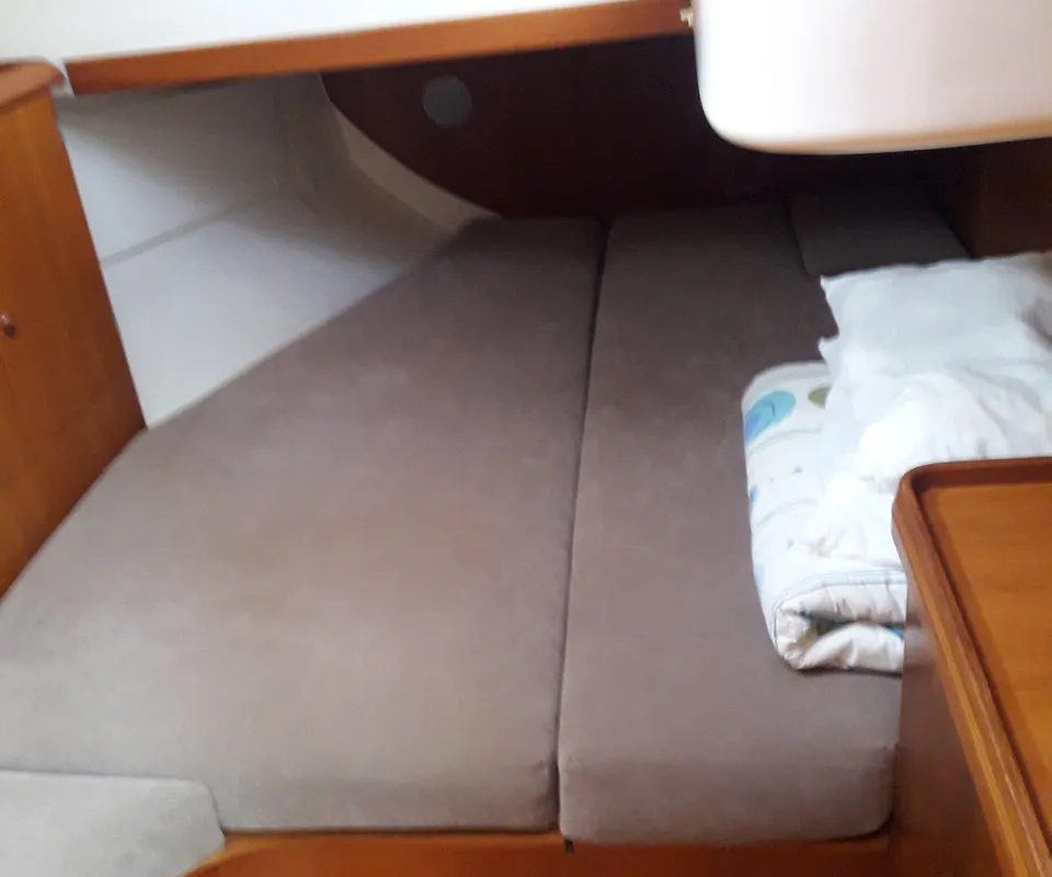 Cabin on Hesiodos, a Jeanneau Sun Odyssey 52.2 sailboat at Athens, Greece