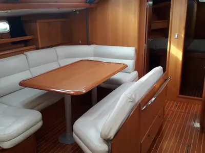Salon of Hesiodos, a Jeanneau Sun Odyssey 52.2 sailboat at Athens, Greece
