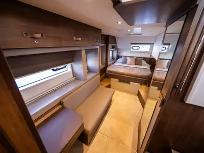 Cabin on Second Wind Skippered, a Bali 4.6 catamaran at Parikia, Greece