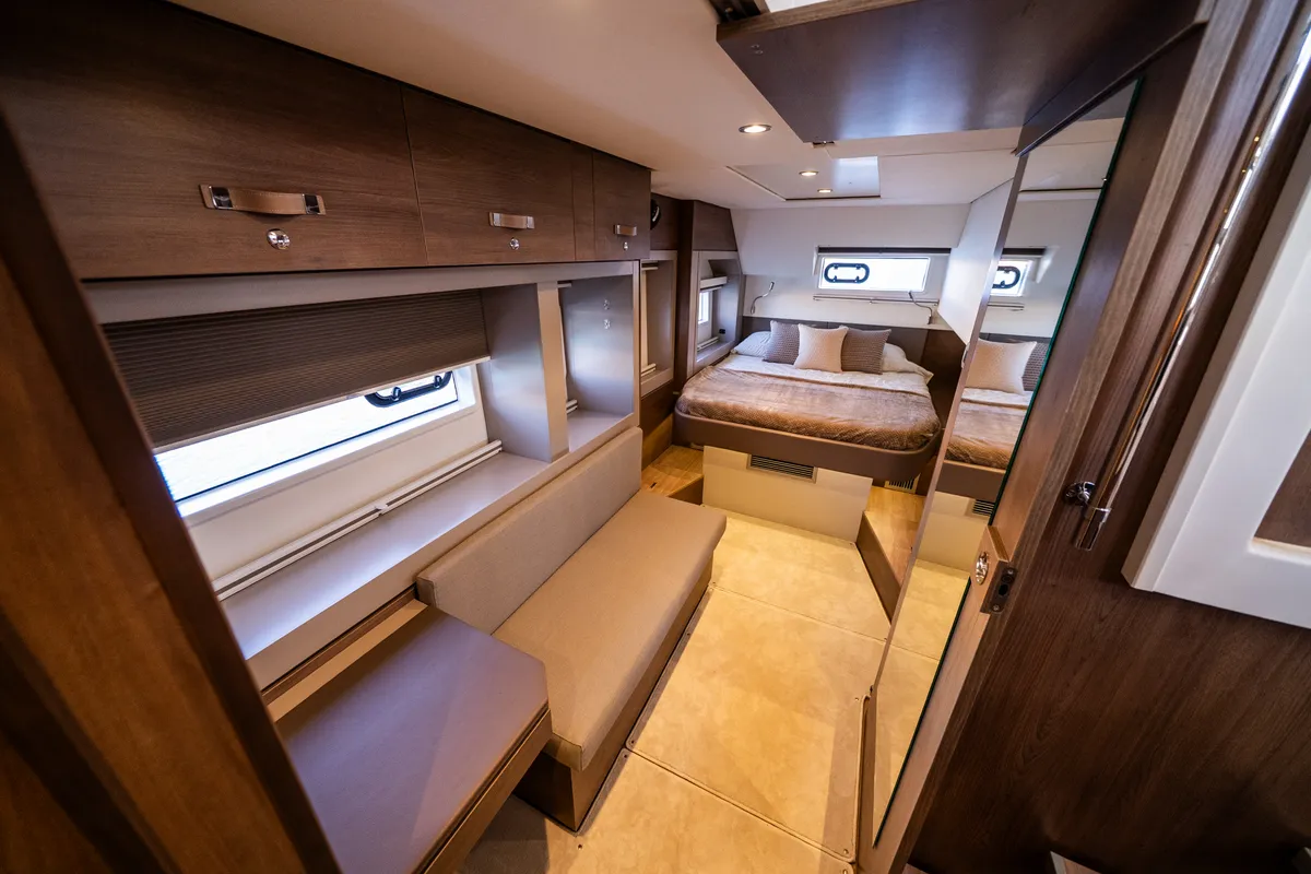 Cabin on Second Wind Skippered, a Bali 4.6 catamaran at Parikia, Greece