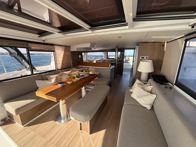 Salon of Second Wind Skippered, a Bali 4.6 catamaran at Parikia, Greece