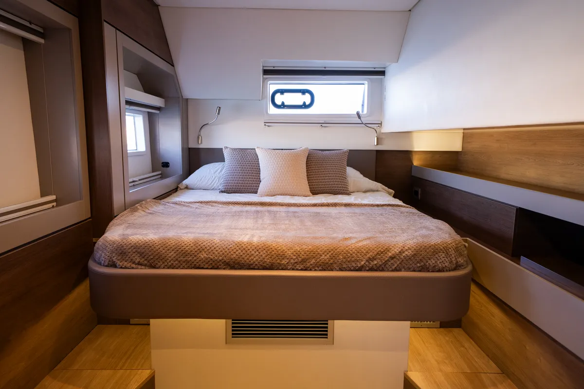 Cabin on Second Wind Skippered, a Bali 4.6 catamaran at Parikia, Greece