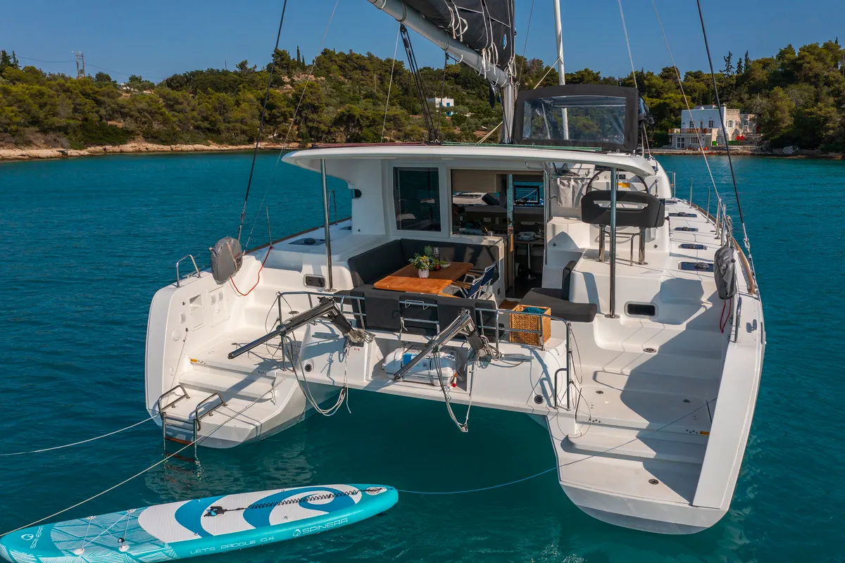 Deck of Demy, a Lagoon 40 catamaran at Kranidi, Greece