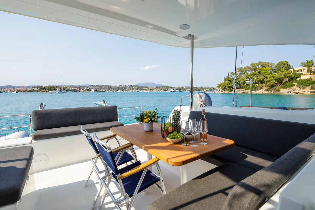 Deck of Demy, a Lagoon 40 catamaran at Kranidi, Greece