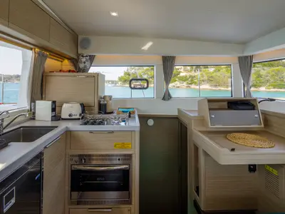 Galley of Demy, a Lagoon 40 catamaran at Kranidi, Greece