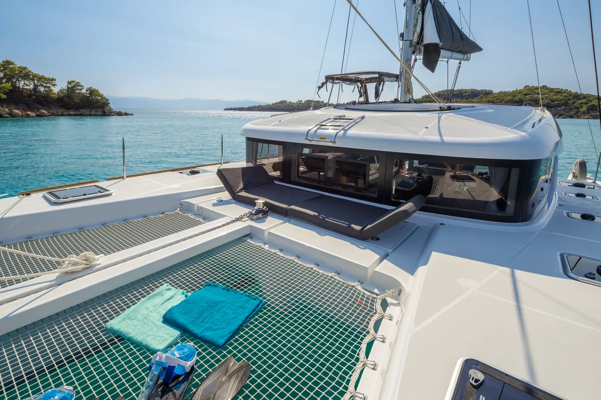 Deck of Demy, a Lagoon 40 catamaran at Kranidi, Greece