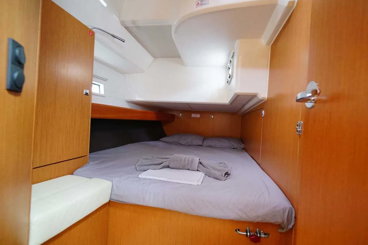 Cabin on Sail La Vie, a Bavaria Cruiser 46 sailboat at Kavala, Greece