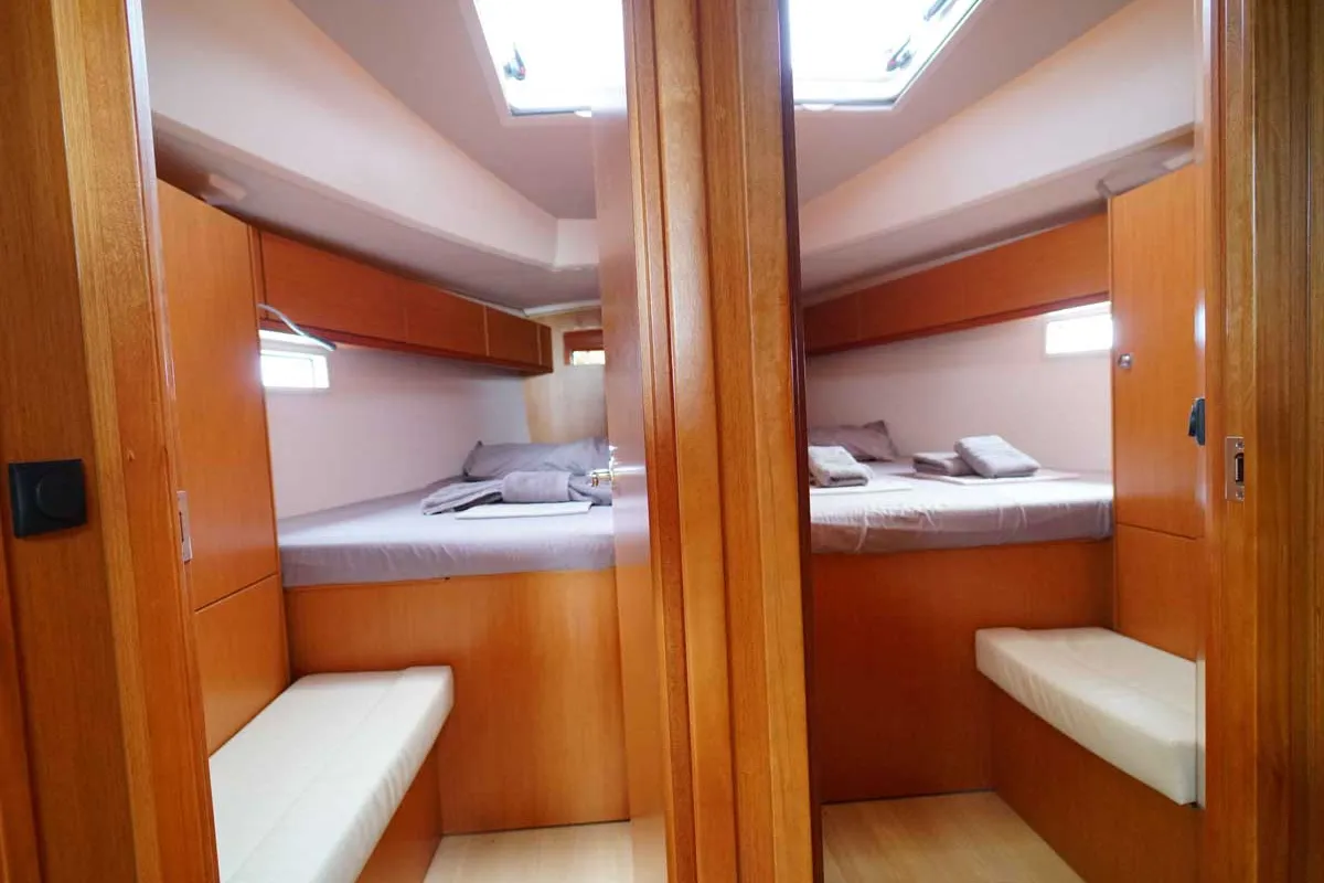 Cabin on Sail La Vie, a Bavaria Cruiser 46 sailboat at Kavala, Greece