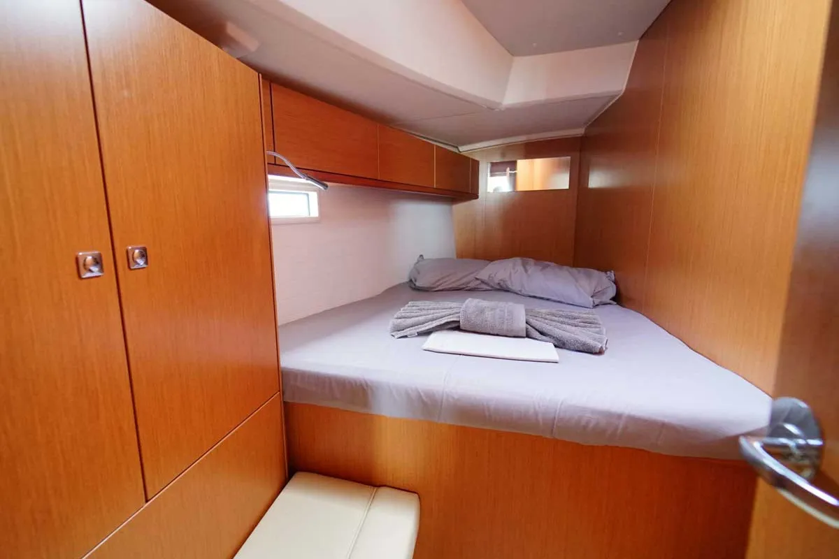 Cabin on Sail La Vie, a Bavaria Cruiser 46 sailboat at Kavala, Greece