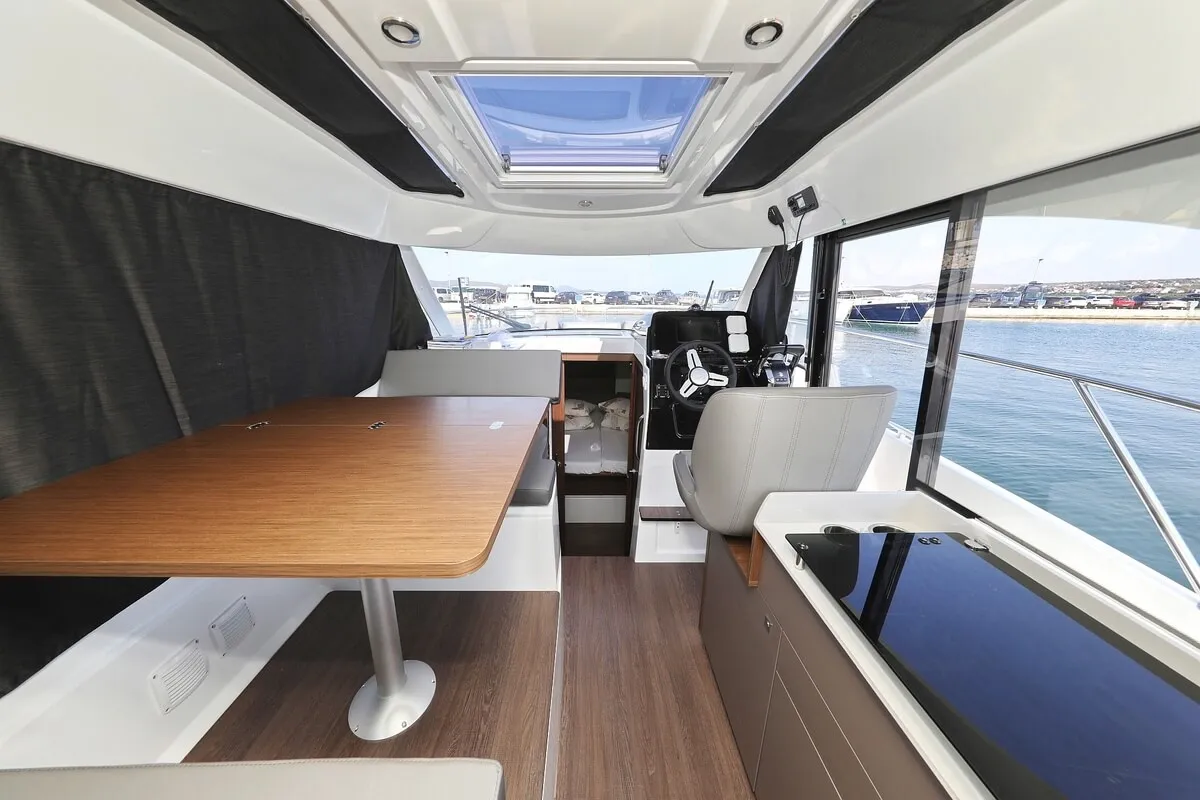 Salon of Freeya, a Beneteau Antares 9 OB motorboat at Grad Biograd na Moru, Croatia