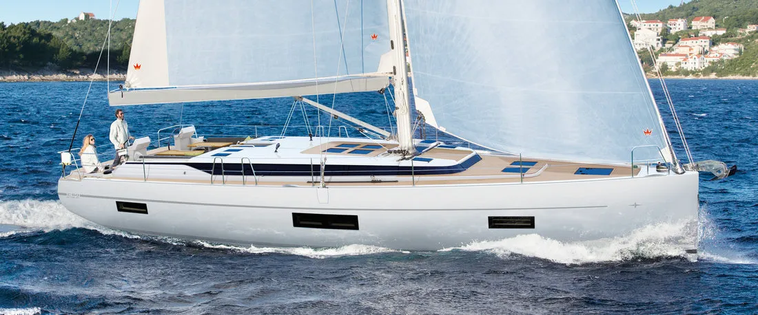 Exterior view of El Presidente, a Bavaria C50 sailboat at Marmaris, Turkey