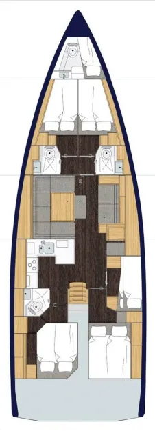 Floor plan of El Presidente, a Bavaria C50 sailboat at Marmaris, Turkey