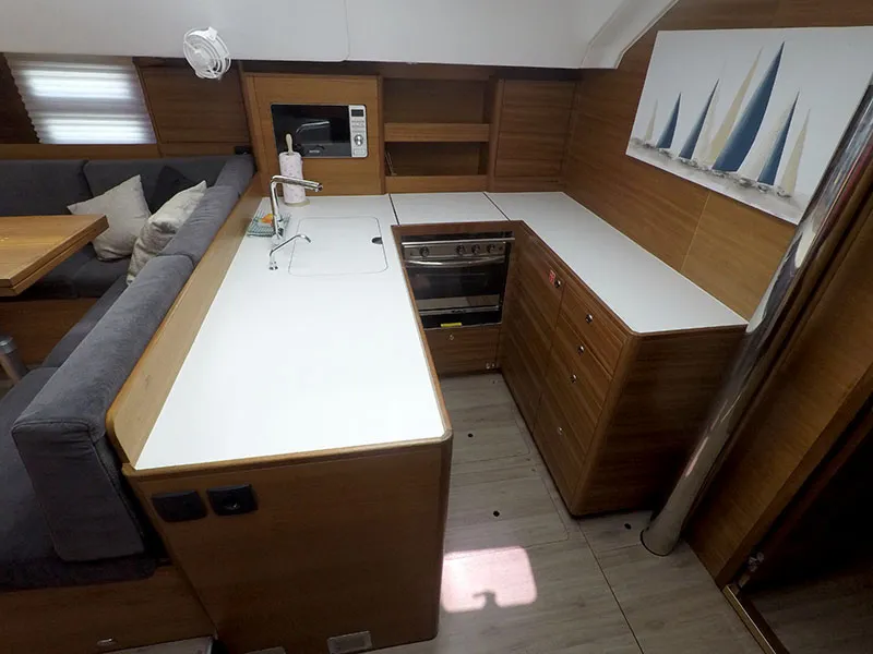 Galley of Evana, a Elan Impression 50.1 sailboat at Grad Šibenik, Croatia