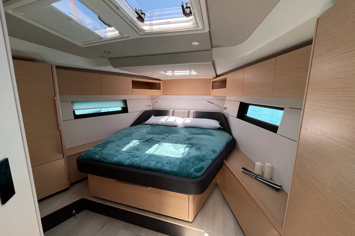 Cabin on Time Off, a Hanse 460 sailboat at Rosignano Solvay, Italy