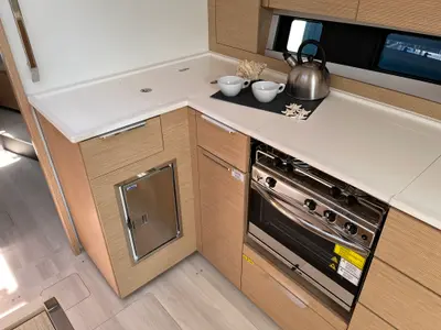 Galley of Time Off, a Hanse 460 sailboat at Rosignano Solvay, Italy