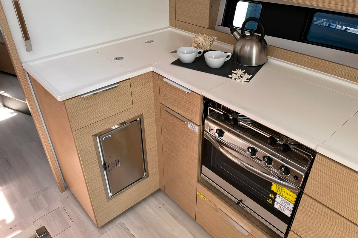 Galley of Time Off, a Hanse 460 sailboat at Rosignano Solvay, Italy