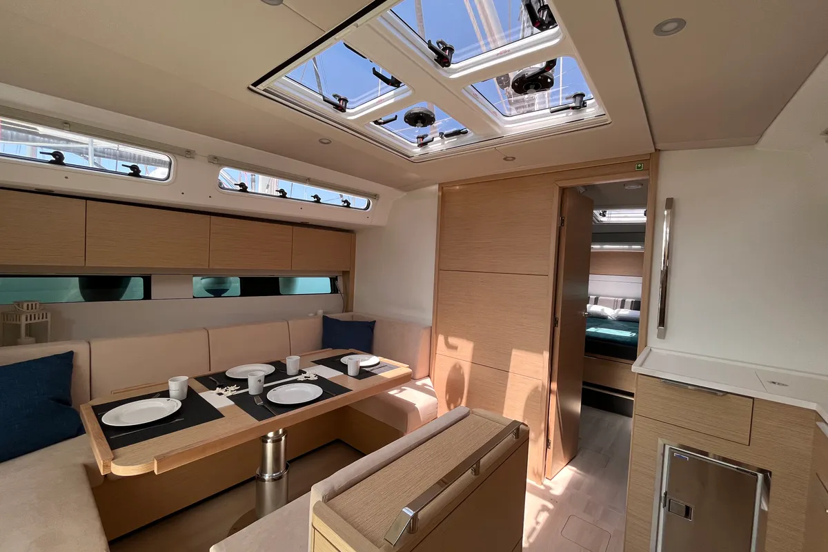 Salon of Time Off, a Hanse 460 sailboat at Rosignano Solvay, Italy