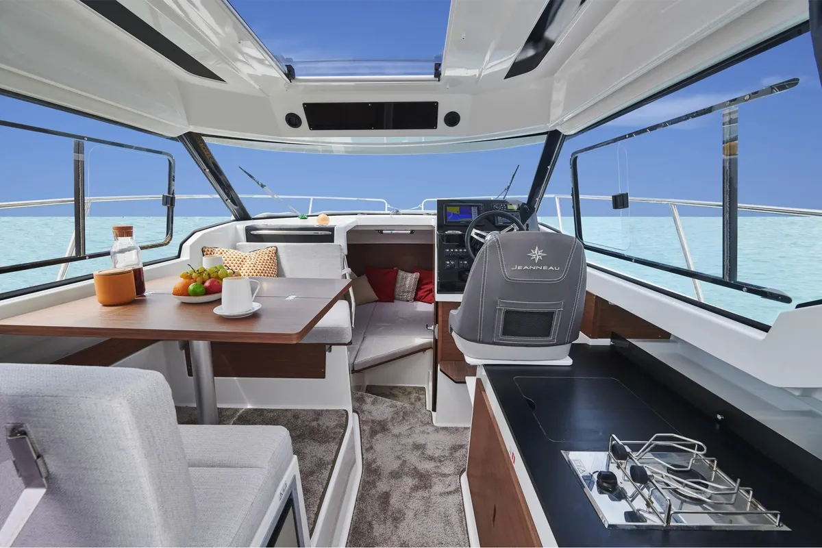 Salon of Merry Fisher, a Jeanneau Merry Fisher 795 motorboat at Grad Vodice, Croatia