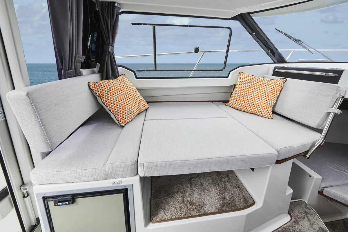 Salon of Merry Fisher, a Jeanneau Merry Fisher 795 motorboat at Grad Vodice, Croatia