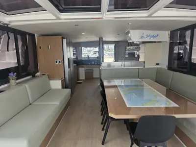 Salon of Destiny, a Bali 4.8 catamaran at Athens, Greece