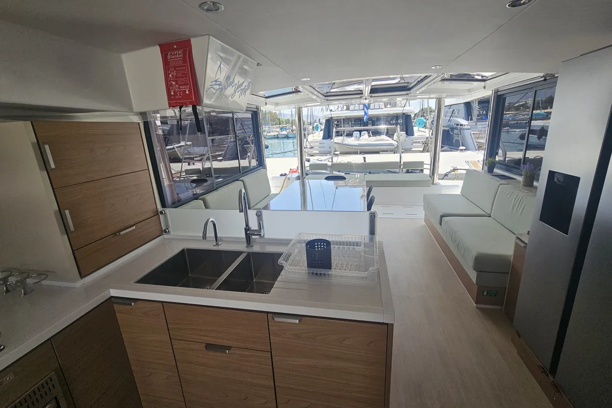 Galley of Destiny, a Bali 4.8 catamaran at Athens, Greece