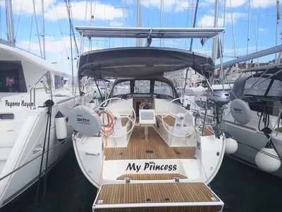 Cockpit of My Princess, a Bavaria Cruiser 37 sailboat at Grad Trogir, Croatia