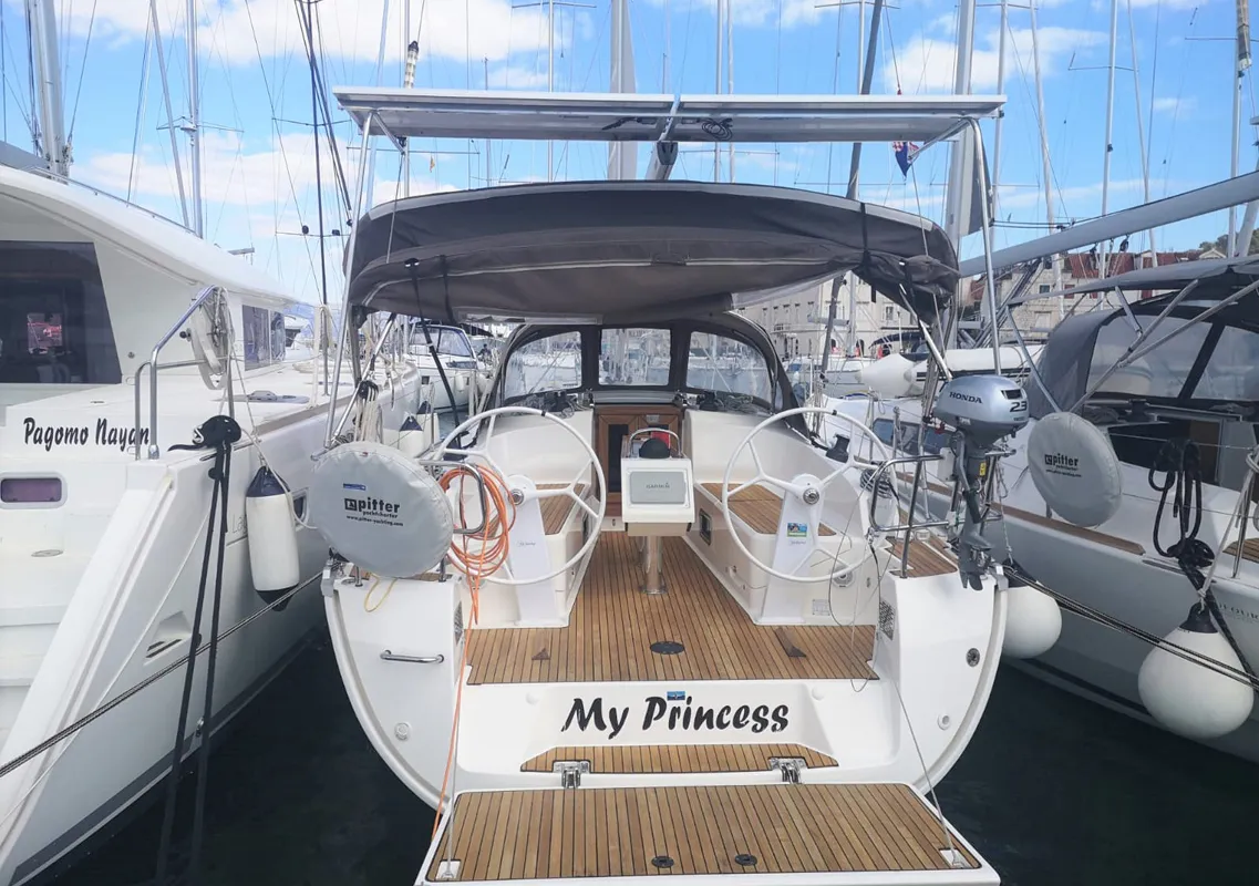Cockpit of My Princess, a Bavaria Cruiser 37 sailboat at Grad Trogir, Croatia