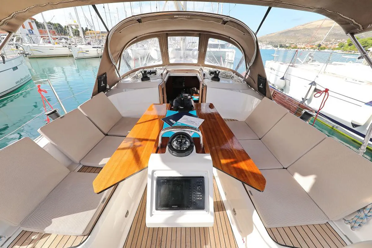 Cockpit of My Princess, a Bavaria Cruiser 37 sailboat at Grad Trogir, Croatia