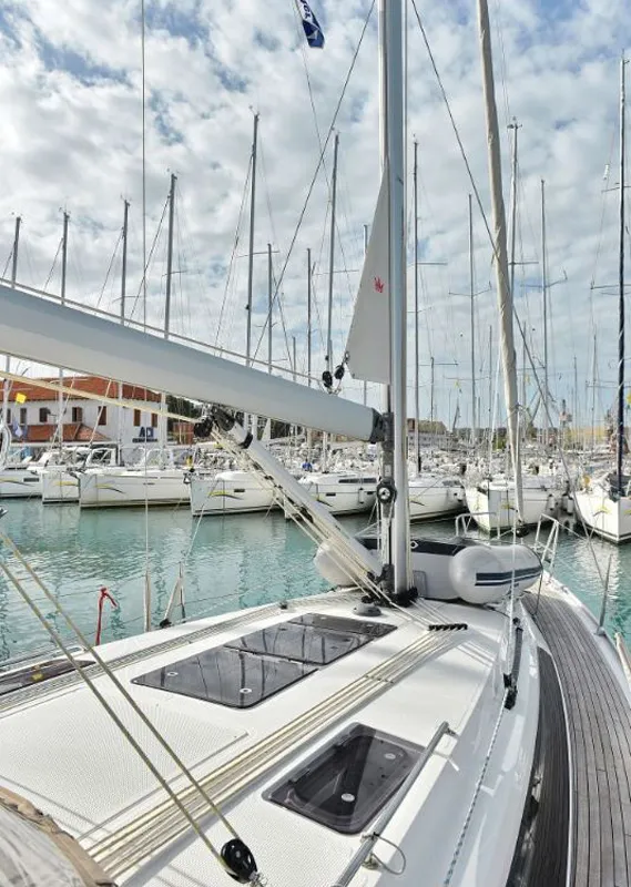 Deck of My Princess, a Bavaria Cruiser 37 sailboat at Grad Trogir, Croatia