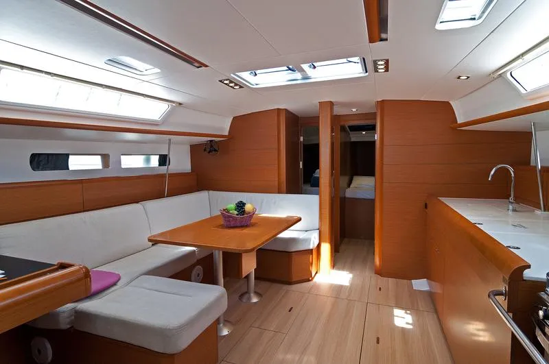 Salon of South Kiss, a Jeanneau Sun Odyssey 469 sailboat at Split, Croatia