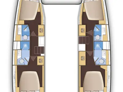 Floor plan of Midas, a Lagoon 42 catamaran at Athens, Greece